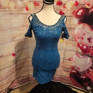 Elegant Blue Sequin Dress